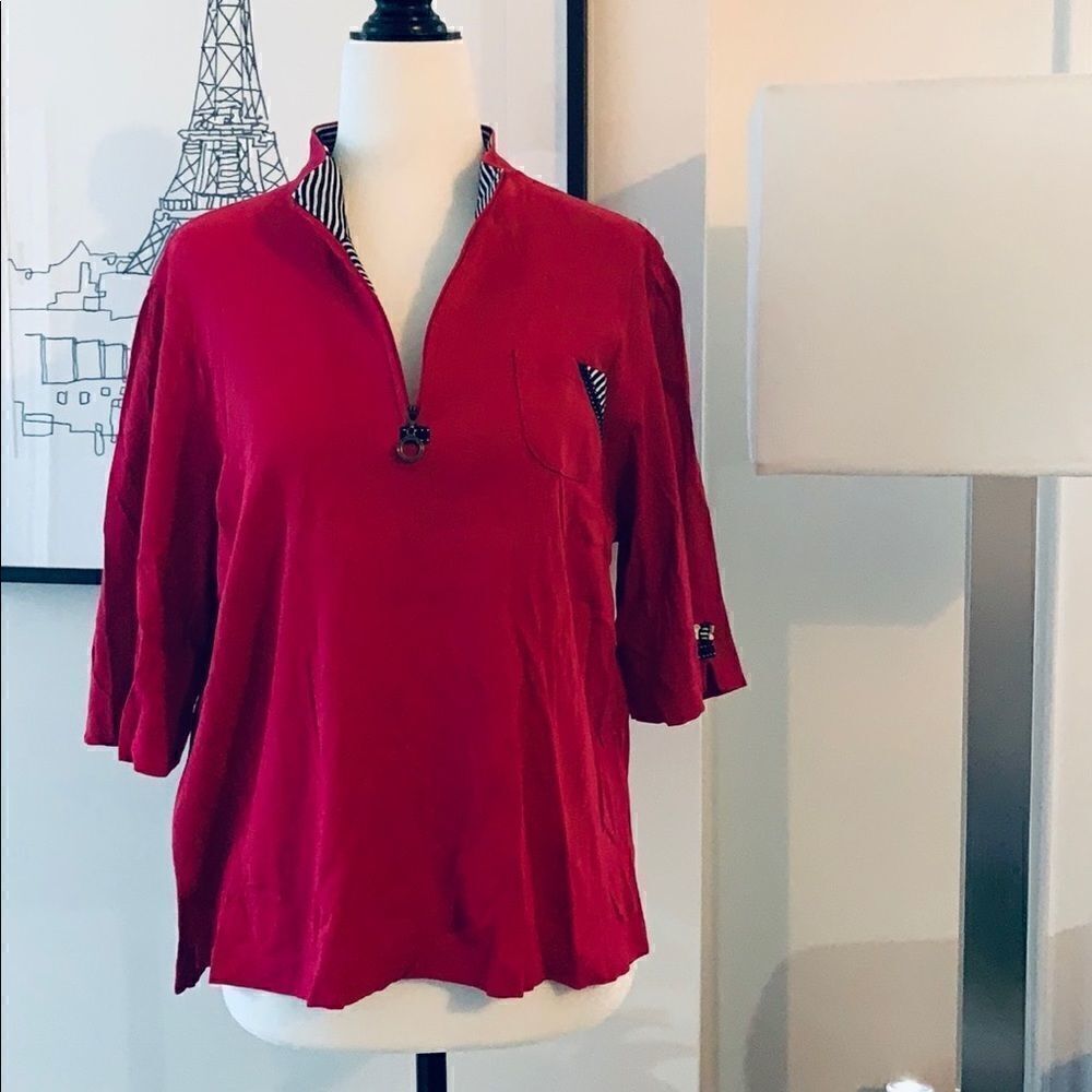 NWOT Japan 3/4 sleeves Blouse red